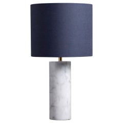 A Single Heavy Cylindrical Marble Table Lamp