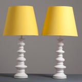 A Tall Pair of 1960s White Ceramic Baluster Shaped Table Lamps