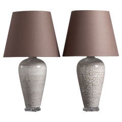 A Pair of 1960s Italian Silver  Crackleware Table Lamps