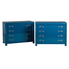 A Pair of Turquoise Lacquered Commodes 1950s