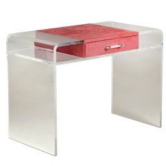 A Late 1970s Lucite Framed Waterfall Vanity Table