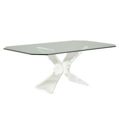 A 1960/70s Clear and Frosted Lucite Butterfly Shaped Table Base