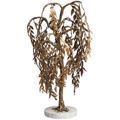 A Small Gilt Bronze Tree Sculpture on Marble Base 1970s