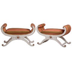 A Pair of Large Swedish Empire Style Stools circa 1970