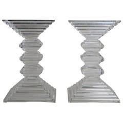 Large Pair of Stacked Lucite Pedestal Bases, 1970s