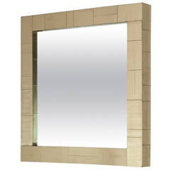 Brass Cityscape Collection Mirror by Paul Evans, 1980s Signed