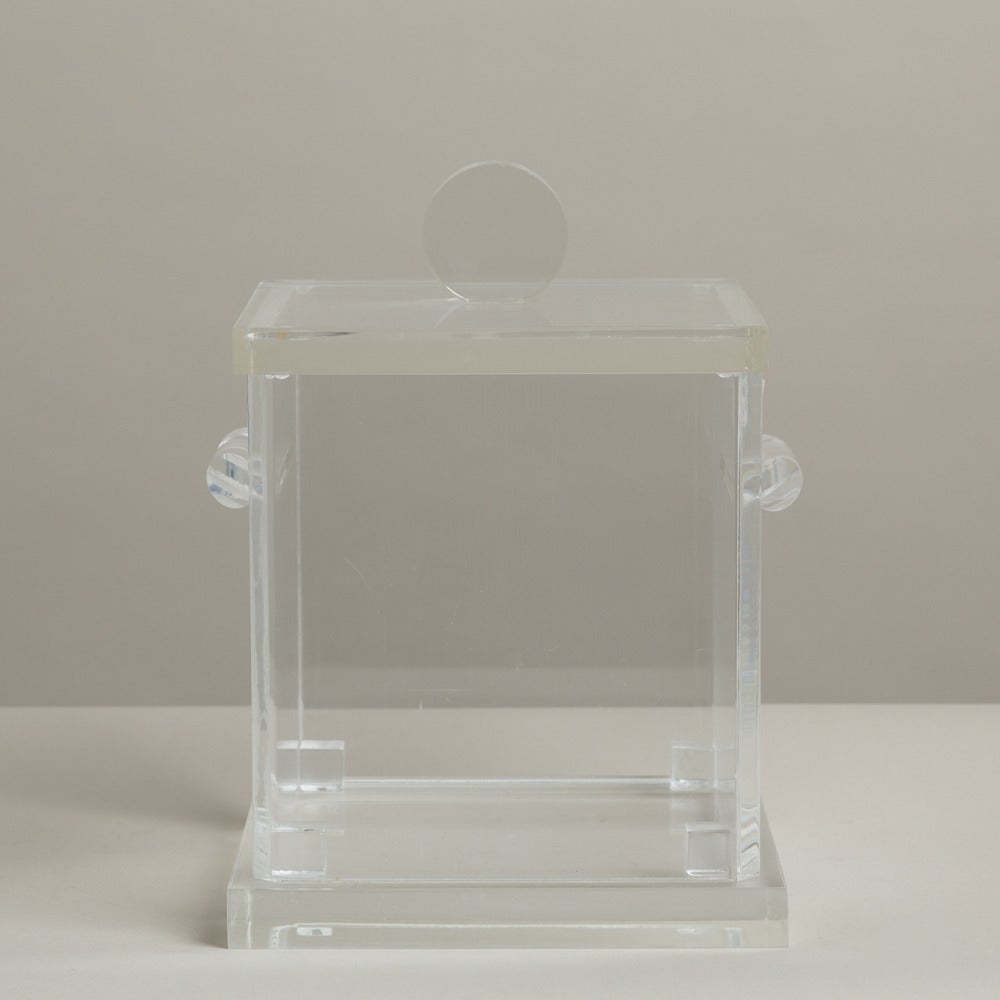 A large lucite ice bucket with removable lid, 1970s.

