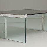 A 1970s Clear and Tinted Glass Waterfall Shaped Coffee Table