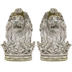 A Rare Pair of Mid 19th Century Armorial Lions