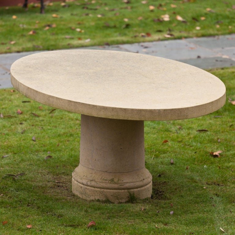 A Pedestal Based Oval Stone Table by Talisman