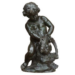 A Bronze Cast by Talisman depicting a Child Wrestling