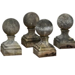 A Pair of Stone Ball Finials circa 1920