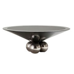A Breuton Designed Steel Wrapped and Grey Lacquered Coffee Table