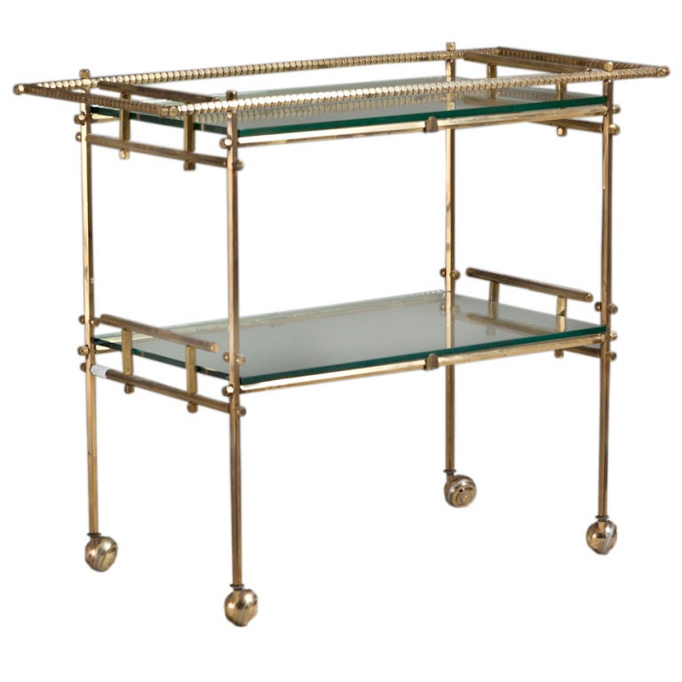 A Brass Framed Trolley with Glass Shelving 1940s at 1stdibs