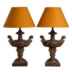 A Pair of Large Plaster Urn Shaped Table Lamps 1950s