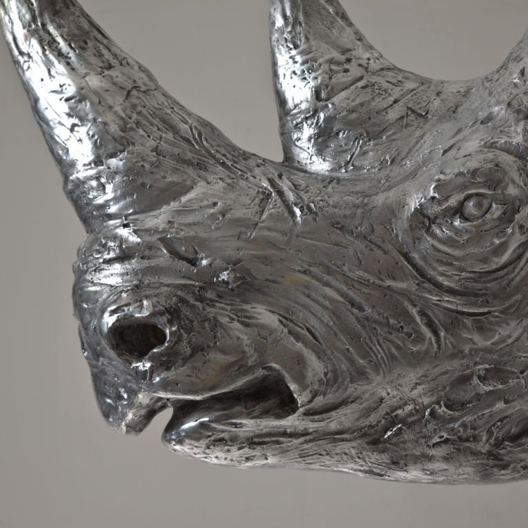 Contemporary Cast Aluminium Rhino Head by Christian Maas Signed and Stamped For Sale