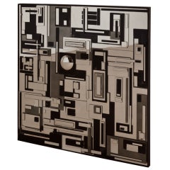 A Clear and Tinted Sculptural Panelled Mirror 1973