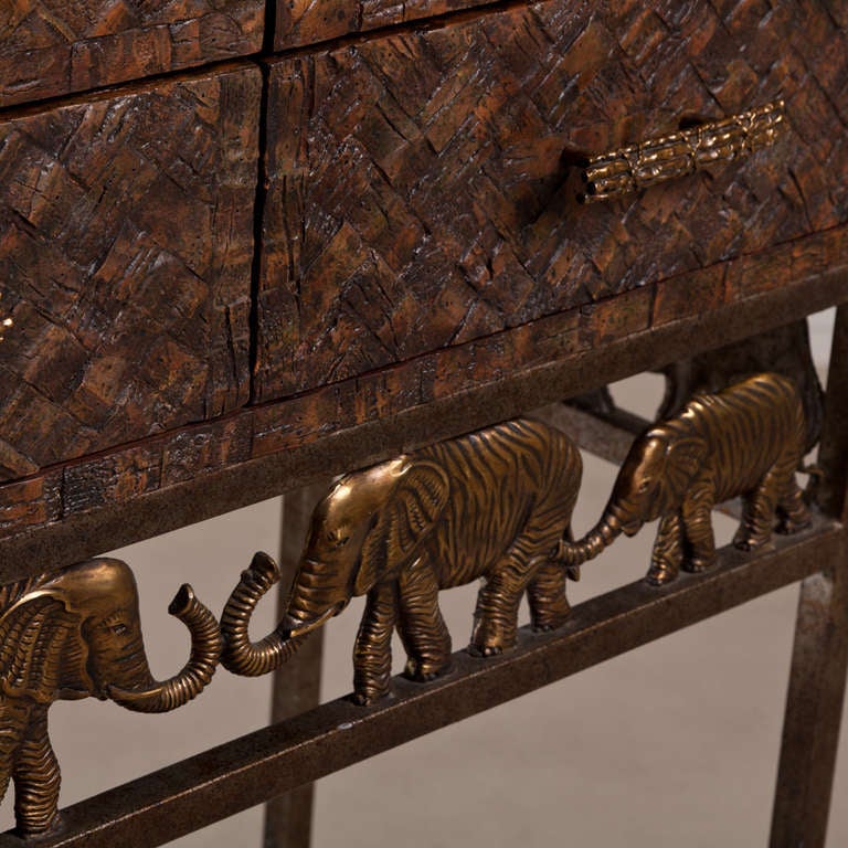 A Maitland Smith Cocktail Bar with Bronze Elephant Mounts 1970s 1