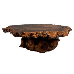 An Amber Inlaid Root Coffee Table with Original Stamp 1960s