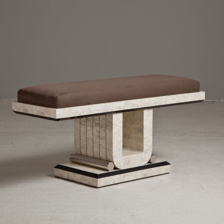 A Maitland Smith Designed Tessellated Stone Bench 1980s