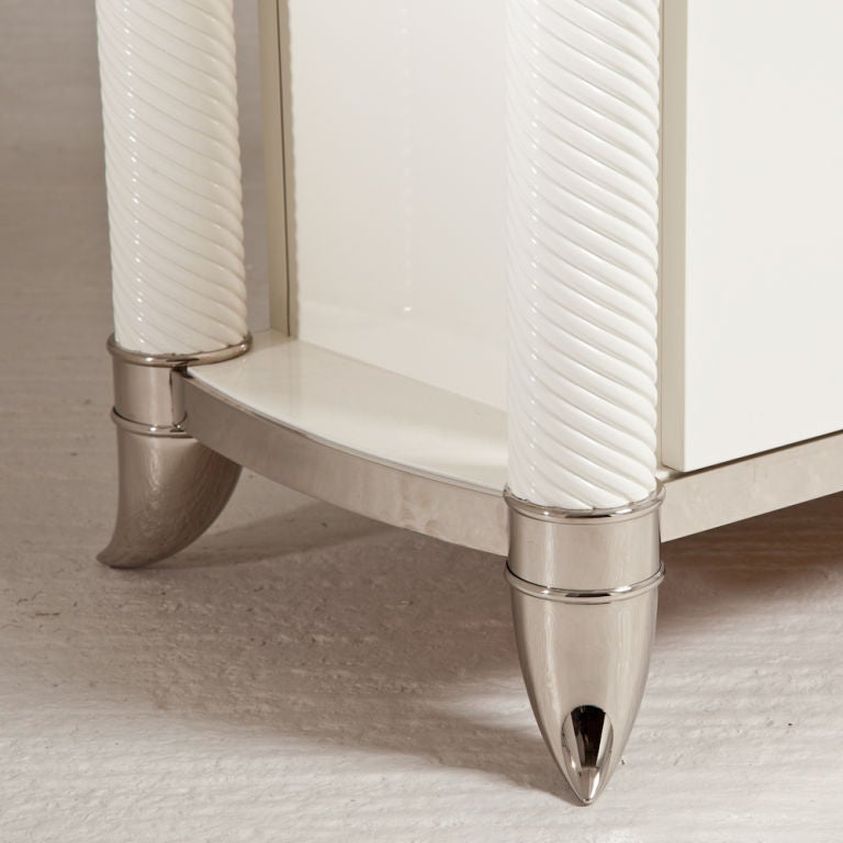 Late 20th Century A Faux Rhino Horn White Lacquered Four Door Buffet 1970s