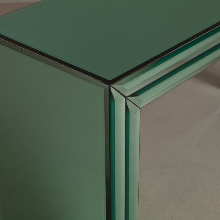 Late 20th Century A Rare Green Tinted Mirrored Console Table 1970s
