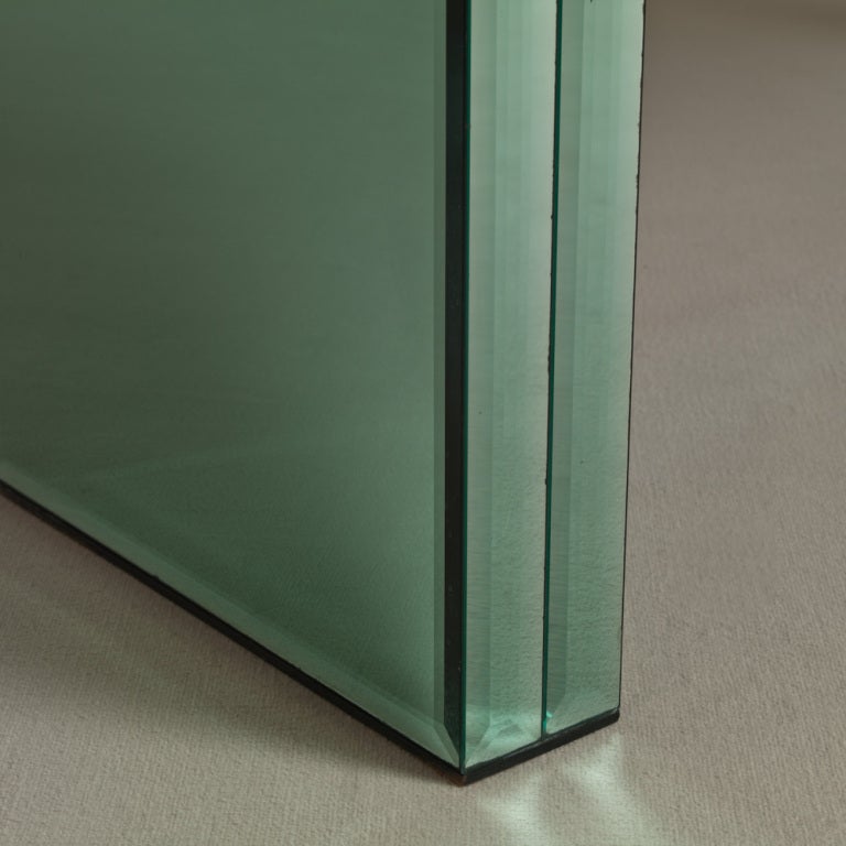 Glass A Rare Green Tinted Mirrored Console Table 1970s