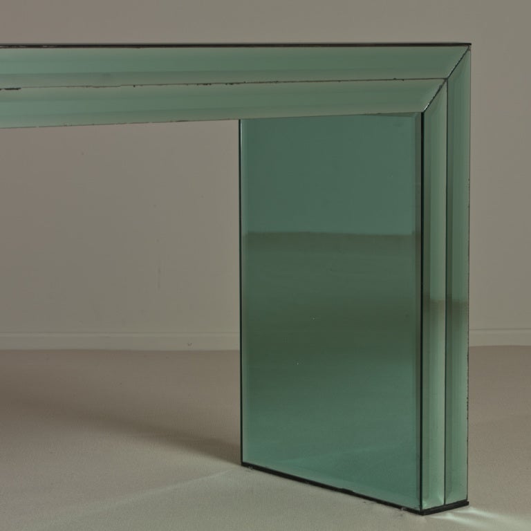 A Rare Green Tinted Mirrored Console Table 1970s 1