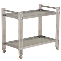 A Lucite and Nickel Framed Two Tier Barcart 1970s