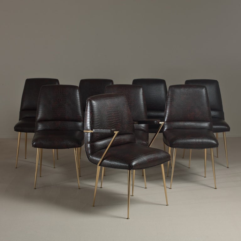 A Set of Eight Borsani Designed Bronze Dining Chairs 1960s
