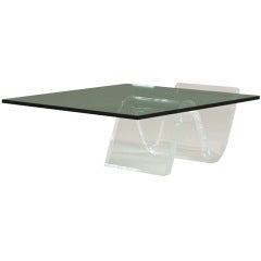 A Heavy Lucite Cantilevered Coffee Table 1970s