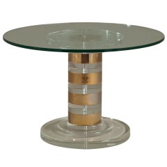 A Lion in Frost Designed Lucite Pedestal Table 1970s