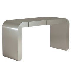 A Brushed Steel Mica Wrapped Waterfall Shaped Desk 1970s