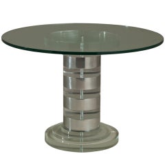 A Lion in Frost designed Heavy Lucite and Steel Table 1970s