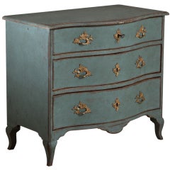 A Swedish Rococo Commode Painted Blue 1768-1790