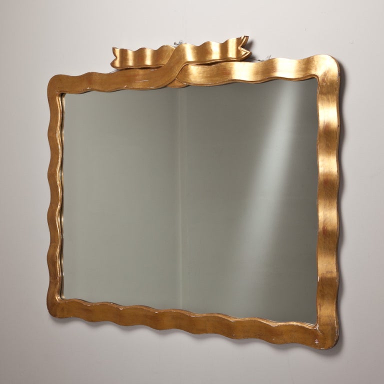 An Italian Rectangular Gilt Framed Mirror with Ribbon Detail 195