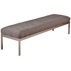 A Milo Baughman attributed Nickel Framed Upholstered Bench