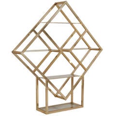 An Anodised Brass Framed Diamond Shaped Etagere 1970s