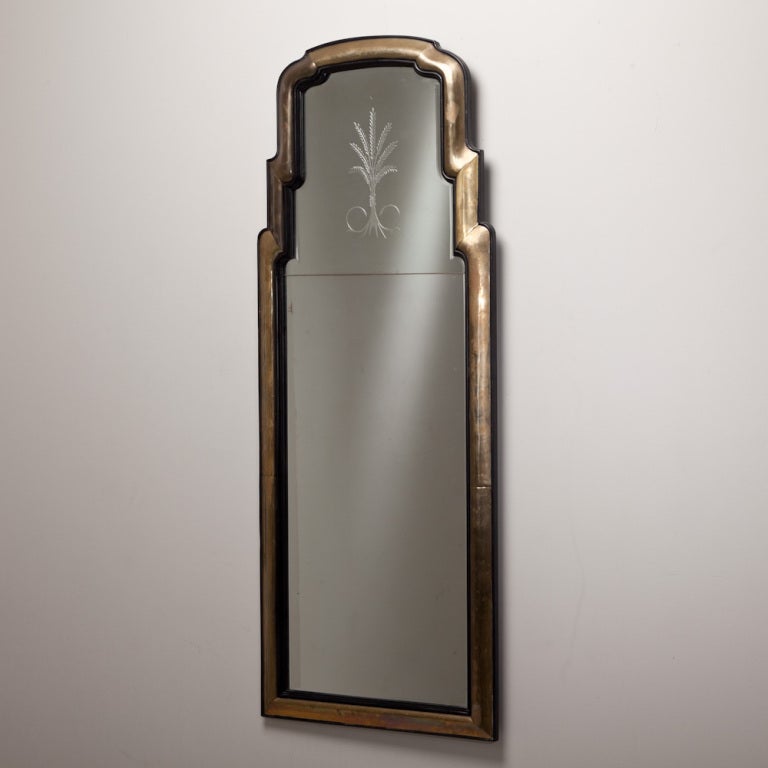 A Rectangular Etched Glass and Bronze Mirror 1960s at 1stdibs