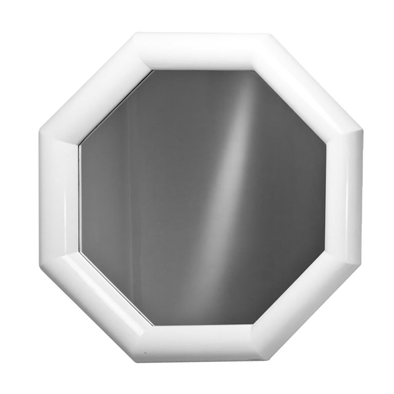 A Karl Springer Style White Octagonal Mirror USA 1970s