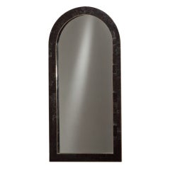 A Maitland Smith Black Stone Mirror with Bronze Inlay 1980s