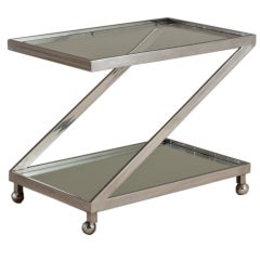 A Nickel Framed Two Tier Trolley on Castors 1970s