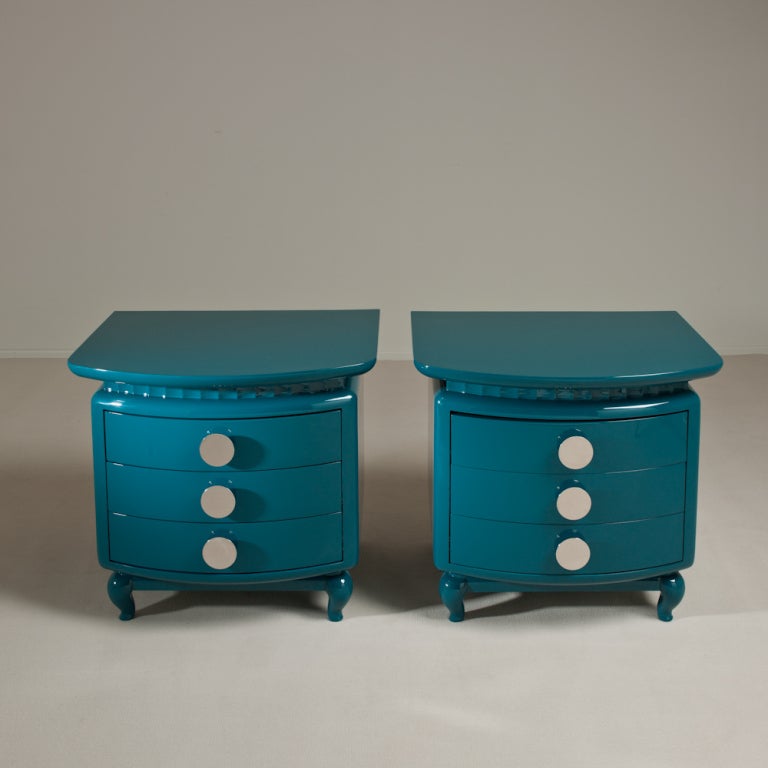 A Pair of Stunning Lacquered Three Drawer Commodes 1980s In Excellent Condition In London, GB