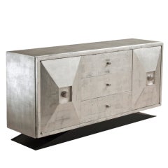 James Mont Attributed Silverleafed Sideboard, USA, 1950s