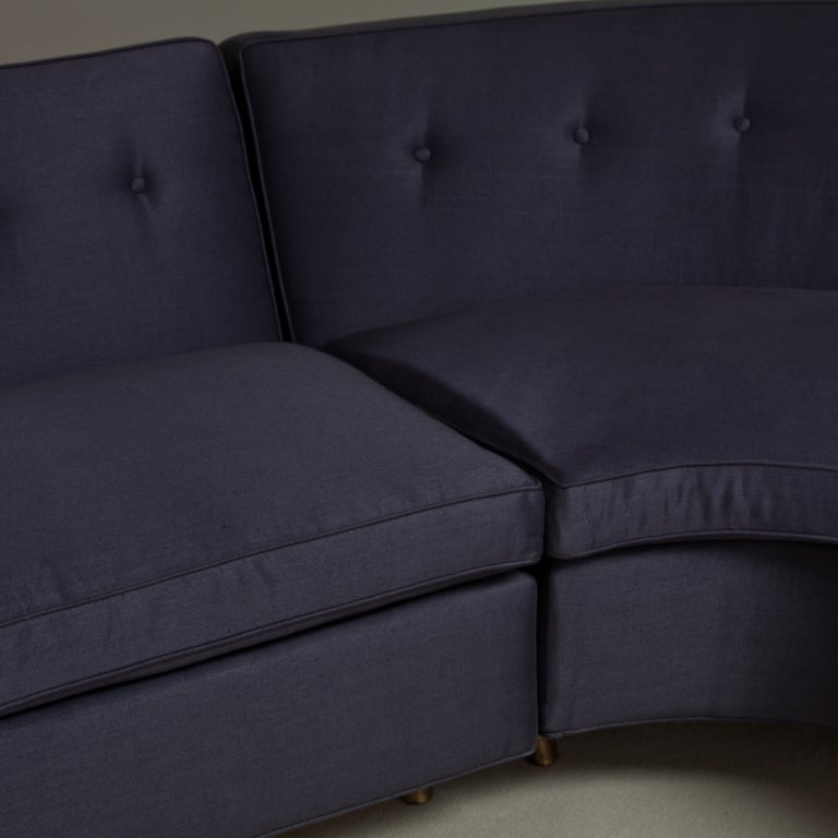 Upholstery A Superb Two Part Curvy Sectional Sofa 1950s