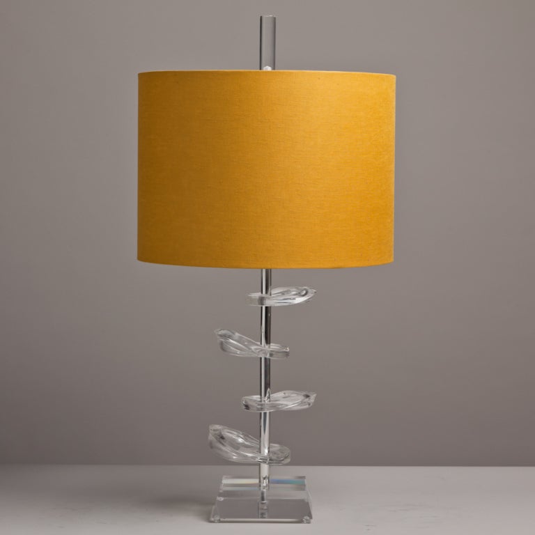 An Unusual Single Lucite Lily Pad Table Lamp with Nickel Stem 1970s