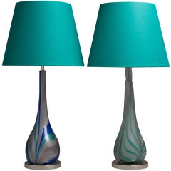 A Harlequin Pair of Blown Glass Table Lamps 1960/70s