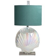 A Pearlescent Shell Shaped Glass Table Lamp 1970s