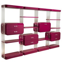 Large Ruby Lacquered and Lucite Étagère, 1980s