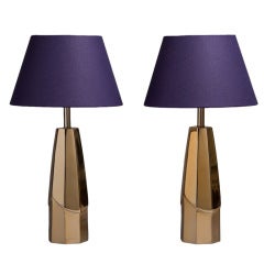 An Unusual Pair of Brass Table Lamps 1970s